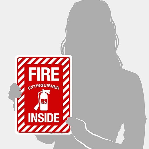 Fire Extinguisher Inside Sign, Fire Safety Sign, 10x14 Inches, Rust Free .040 Aluminum, Fade Resistant, Indoor/Outdoor Use, Made in USA