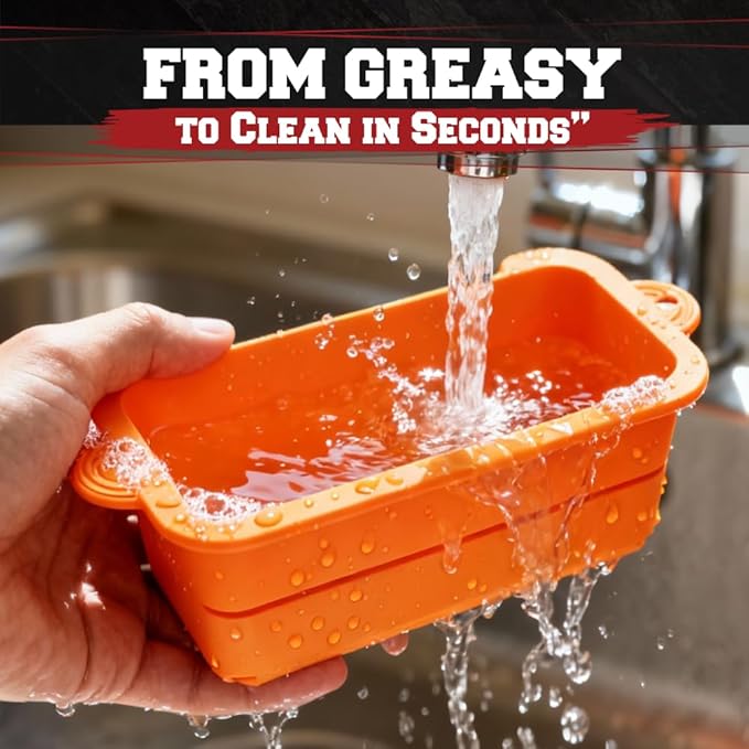 Kitchen perfection 2 Reusable Silicone Grease Cup Liners for Blackstone Griddle Grill - Fits 36 28 22 17 - Drip Catcher Tray Pans - A Must Have Blackstone Accessories for Easy Cleaning