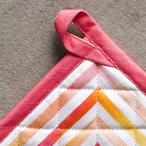 Maison d' Hermine Pot Holders 100% Cotton Heat Resistant Potholders 8" x 8" Hot Pads with Loop BBQ Cooking Baking Hotel Farmhouse Kitchen Handling Hot Pans Spring Summer (Pack of 1, Summer Maze)