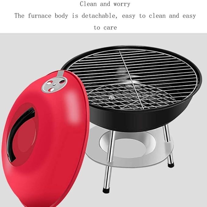 Portable Charcoal Grill for Camping BBQ, Outdoor Barbecue Grill with Thick Stainless Steel Round Oven, Multi-Person Camping Grill for Picnic & Party,A-1