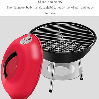 Portable Charcoal Grill for Camping BBQ, Outdoor Barbecue Grill with Thick Stainless Steel Round Oven, Multi-Person Camping Grill for Picnic & Party,A-1