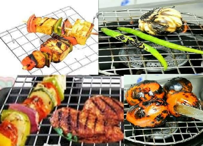 Stainless Steel Square Roti Papad Grill Roti Jali Chapathi Pipe Handle dia- 9" - 1 Pc