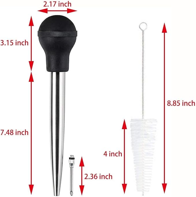 Stainless Steel Turkey Baster and Poultry Lifters fork Set of 2. Food grade stainless steel and BPA-Free Silicone. Dishwasher-Safe