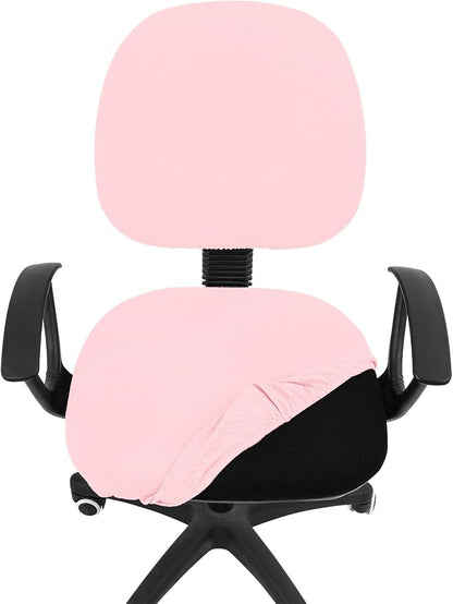 Smiry Office Computer Chair Covers for Desk Rotating Chair Protector | Stretch Jacquard Removable Washable Universal Slipcovers, Seat + Backrest Cover, Blush Pink