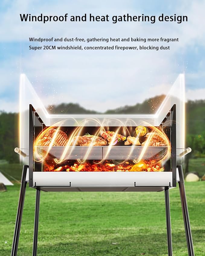 Home Barbecue Grill, Outdoor Smoke-Free Barbecue Charcoal Courtyard Barbecue Grill, Portable Barbecue Grill, Folding Camping Grill,Black