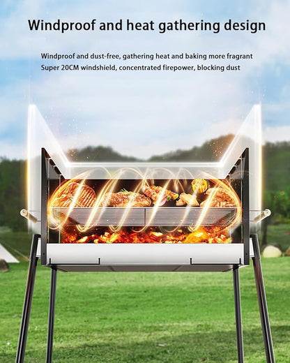 Home Barbecue Grill, Outdoor Smoke-Free Barbecue Charcoal Courtyard Barbecue Grill, Portable Barbecue Grill, Folding Camping Grill,Black