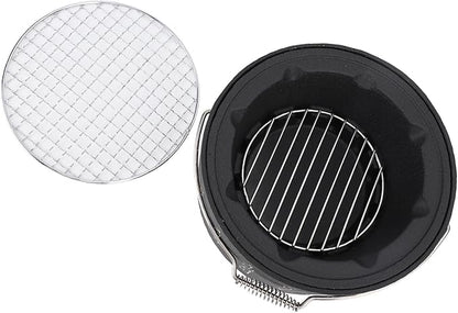 Portable BBQ and Tea Making Charcoal Stove Aluminum Stainless Steel Multifunctional Grill with Handle for Camping (L)