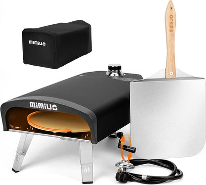 Mimiuo Manual-Rotate Gas Pizza Oven Outdoor – 60 Sec Bake, w/Stone & Peel