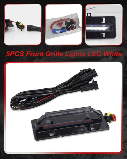 ‎MODIPIM 5PCS White LED Front Grille Lights for Ford F150 XL/XLT/XLT Sporting 2021-2023 Front Grill Smoked Lens Running Light Kit with Wiring Harness