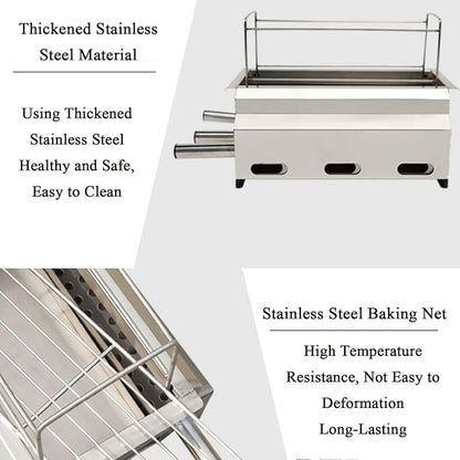 Smokeless Charcoal Grill, Picnic Grill, Thickened Stainless Steel Portable Grill, Removable, Desktop, Home, Outdoor Grill, Rv, Garden Party, Compact