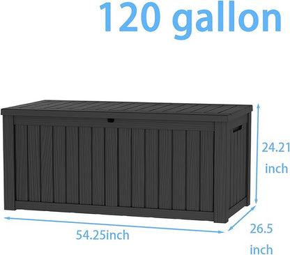 Pepe Tee Waterproof Resin Deck Box, Outdoor Storage Bin for Patio Furniture Cushions, All-Weather Garden Organizer & Seating Bench, Black
