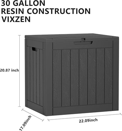 Vixzen 30 Gallon Deck Boxes Outdoor Waterproof, Lockable Storage Box for Patio Cushions Storage Furniture, Garden Tools, Pool Supplies, Weatherproof and UV Resistant (Black, 30 Gallon)