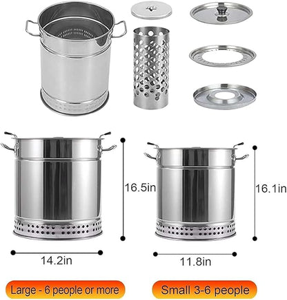 BBQ Hanging Stove Charcoal Barrel BBQ Grill BBQ Hanging Stove Stainless Steel BBQ Grill Mesh Barrel with 20pcs Kabob Skewers Rolling Grilling Basket Camping Barbecue Rac(Size:Single Layer,Co