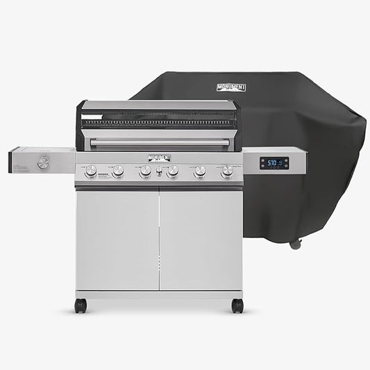 Monument Grills Denali Series, 6-Burner Convertible Natural Gas Smart bbq Grill Stainless Steel Denali 605 with BBQ Cover (Without Conversion Kit)