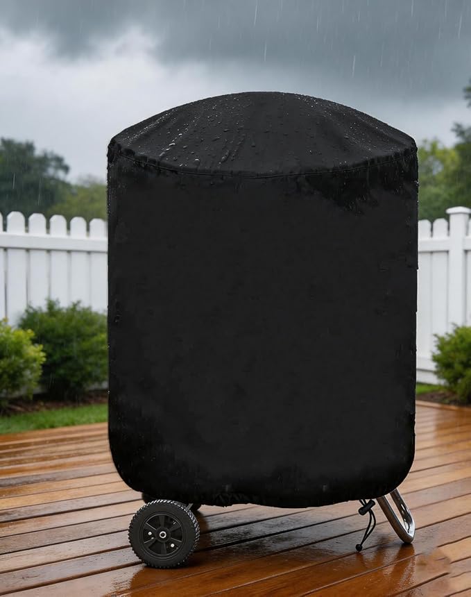 SheeChung Outdoor Fireplace Cover Round 30"Dx43"H,Waterproof Grill Cover for Weber Kettle Charcoal 22 Inch,Heavy Duty 600D Outside Covers for Wood Burning Chiminea,BBQ Grill Smoker,UV Resistant