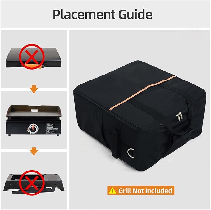 NOELIFE Padded Carry Bag for Blackstone 17 inch Tabletop Griddle Without Hood, 600D Water-Resistant Outdoor Griddle Carrying Case Fit for Blackstone 1971 1650, Black (Bag Only)