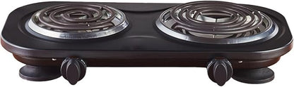 1500W Electric Double Burner Hot Plate with Adjustable Temperature Controls, Black