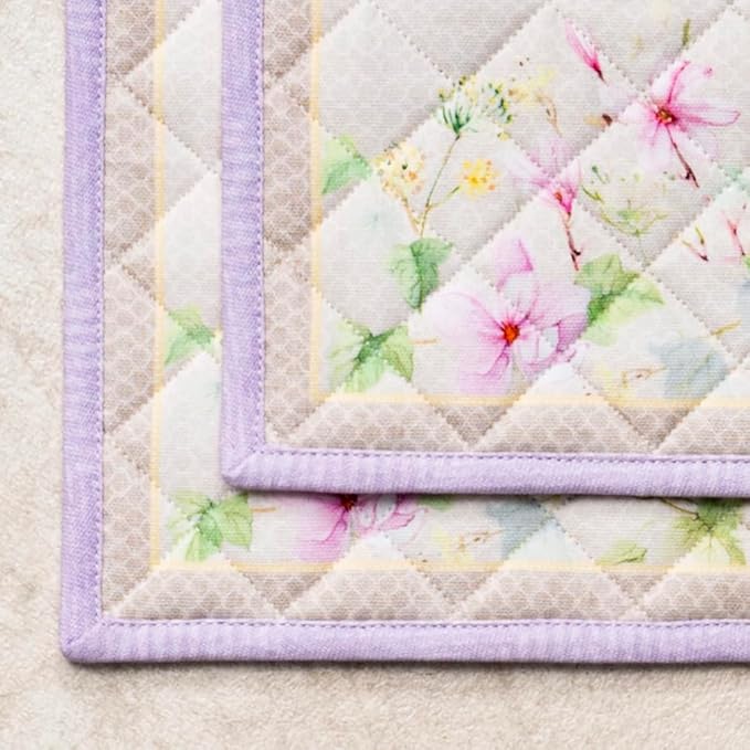 Maison d' Hermine Pot Holders 100% Cotton Heat Resistant Potholders 8" x 8" Hot Pads with Loop Cooking Baking Hotel Farmhouse Kitchen Handling Hot Pans Spring Summer (Pack of 2, Magnolia Mornings)