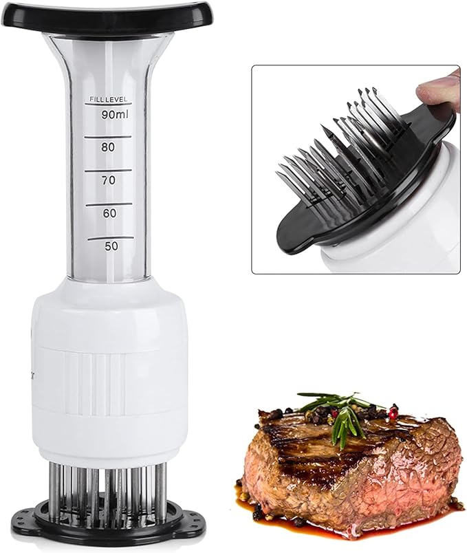 Meat Tenderizer Needle Tool – Marinade Injector Syringe for Steak, Chicken Breast, Pork, Beef & Fish – Kitchen Meat Marinade Tool for Faster Flavor Penetration