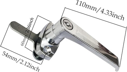 2 Sets Handle Cam Lock,L-Type Locking Door Handle,Cabinet Handle Lock for Metal Cabinet and Locker Doors,for Outdoor Equipment Cabinet Door&File Cabinets (Chrome)