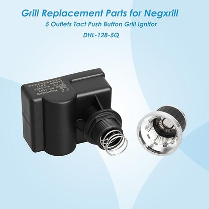 DHL-128-5Q Grill Igniters for Nexgrill Replacement Parts, 5 Outlet Tact Push Button Grill Igniter for Nexgrill Parts 720-0830X 720-0830HR 720-0958A for Nexgrill Igniter Replacement