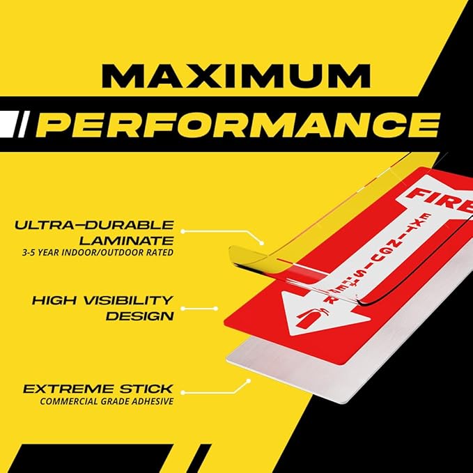 Fire Extinguisher Sticker (Vertical) for Commercial and Business Use: Office, Facility, Landlord - High Visibility Fire Extinguisher Sign for Safety and Compliance: Size 6" x 2", 20 Labels