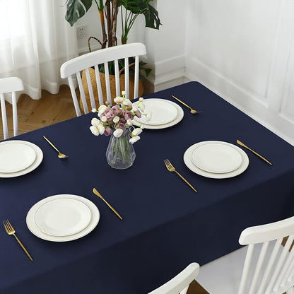 Romanstile 100% Waterproof PVC Tablecloth, Rectangle Oil Spill Proof Stain Resistant Vinyl Table Cloth, Wipe Clean Plastic Table Covers for Kitchen/Dining/Parties - 54 x 78 Inch, Navy Blue