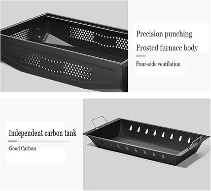 Portable charcoal grill, outdoor grill, folding portable grill, suitable for garden outdoor cooking barbecue camping picnic(Black)