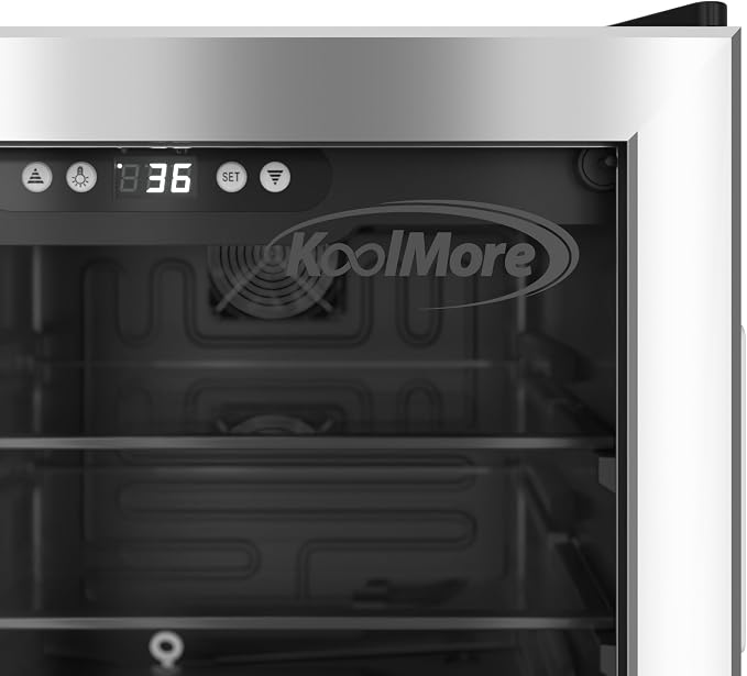 KoolMore 17 Inch Beverage Refrigerator, 2.5 Cu. Ft. Fridge Cooler, 70 Can Glass Door Drink Fridge for Dorm, Bedroom, Office, Bar, Retail Display, ETL Listed