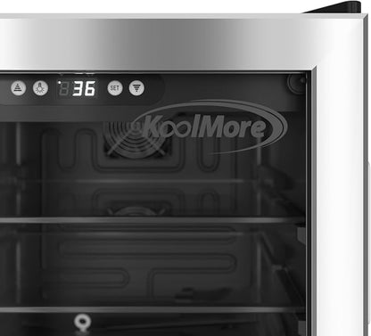 KoolMore 17 Inch Beverage Refrigerator, 2.5 Cu. Ft. Fridge Cooler, 70 Can Glass Door Drink Fridge for Dorm, Bedroom, Office, Bar, Retail Display, ETL Listed