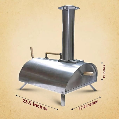 Pellethead Portable Pizza Oven Kit: Wood-Fired Outdoor Grill with Peel, Blower, Thermometer & Accessories, Stainless Steel, 13-Inch Stone Included