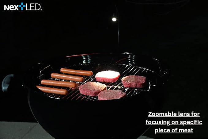 NextLED NT-7647-F Magnetic BBQ Grilling Light for Outdoor Grill, Warm Natural Lighting Shows True Color of Your Food, 18-Inch Flexible Gooseneck, Heat & Weather Resistant, IP-54, Gift for Dad