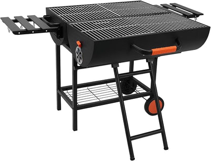 Generic Barrel Barbecue Charcoal Grill 871 Square Inches Cooking Area Outdoor BBQ Grill with 2 Foldable Side Tables Charcoal Barrel Grills for Patio Backyard Camping Picnics Tailgating Parties