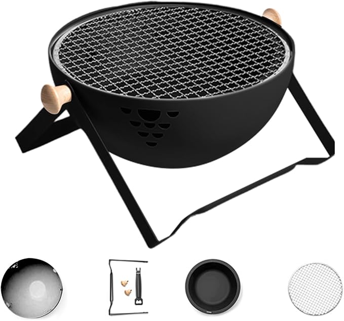 Charcoal Grill,Foldable Portable Heat-Resistant Stove | Barbeque Grill with Anti-Scalding Handle | for Outdoor Garden Table Travel Picnic Pan-Fried Meat Tea Brewing Hot Pot Cooking