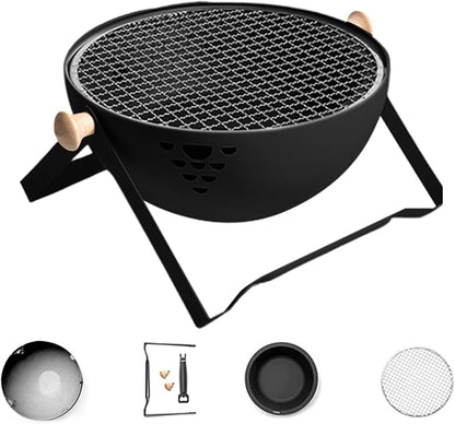 Charcoal Grill,Foldable Portable Heat-Resistant Stove | Barbeque Grill with Anti-Scalding Handle | for Outdoor Garden Table Travel Picnic Pan-Fried Meat Tea Brewing Hot Pot Cooking