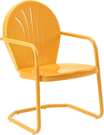 Crosley Furniture Griffith Outdoor Chair, Retro Metal Patio Chairs for Dining, Porch, Deck, Balcony, Tangerine