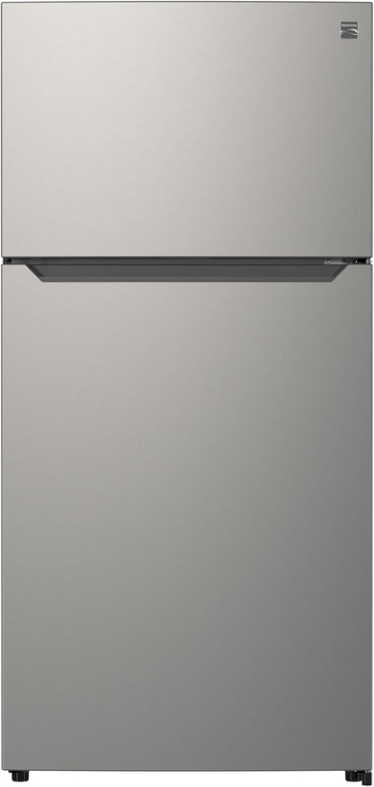 Kenmore 25 cu. ft. 33" Wide Top Mount Refrigerator - FPR Stainless Steel | Adjustable Glass Shelving, Crisper Drawers, Gallon Door Bins, LED Lighting, Fingerprint Resistant SS, ENERGY STAR Certified