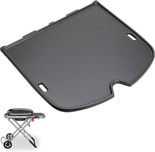 7034 Griddle Replacement Parts for Weber Traveler Portable Gas Grill, Cast Iron Cooking Griddle for Weber Traveler 9010001 9030001 9013001 9020001 BBQ Outdoor Portable Gas Grill Accessories, Black