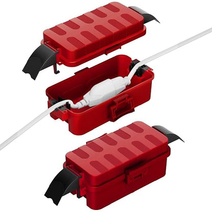 Flemoon 2 Pack IP55 Small Outdoor Electrical Box Waterproof for Power Strip | Inner 5.9 x 3.2 x 1.8inch, Extension Cord Cover with Detachable Awning Covers for Plug, Outlet, Holiday Lights, Red