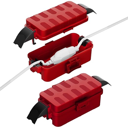 Flemoon 2 Pack IP55 Small Outdoor Electrical Box Waterproof for Power Strip | Inner 5.9 x 3.2 x 1.8inch, Extension Cord Cover with Detachable Awning Covers for Plug, Outlet, Holiday Lights, Red