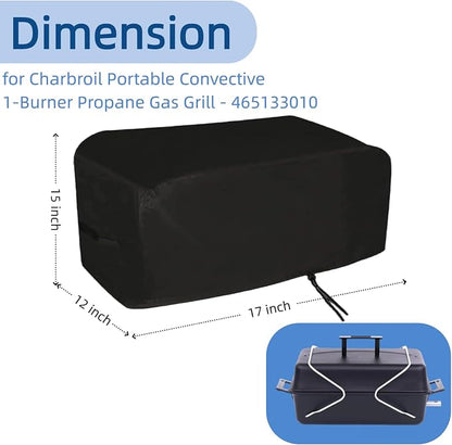 Mini Gas Grill Cover for Charbroil Portable Convective 1-Burner 465133010 | 24.5x13x15,Waterproof Dustproof Heavy Duty Oxford Fabric