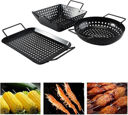 BBQ Grill Outdoor Non-stick Charcoal Grill Plate Stainless Steel Barbecue Tray Grills Portable Charcoal Stove for Outdoor Camping Bbq Accessories (Size : 29.7x22.7x5.2cm)