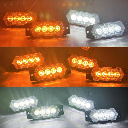 Ultra-Bright 12-24V Car Network Light - One to Four Clip Type Grill Light with LED Beacon Lamp (White)