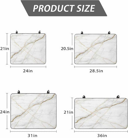Stove Top Covers for Electric Stove 24x21 Inches, White Marble HeatResistant Glass Cooktop Protector, Nature Marble Crack Yellow-golden Lines Ceramic Stovetop Countertop Covers Mat, Modern Oven Cover
