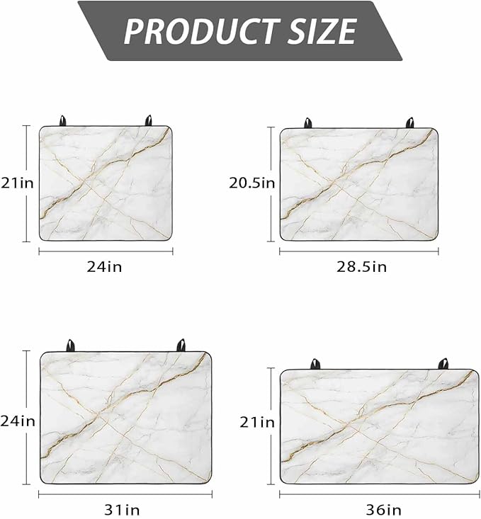 Stove Top Covers for Electric Stove 28.5x20.5 Inches, White Marble HeatResistant Glass Cooktop Protector, Nature Marble Crack Yellow-golden Lines Ceramic Stovetop Countertop Covers Mat, Oven Cover