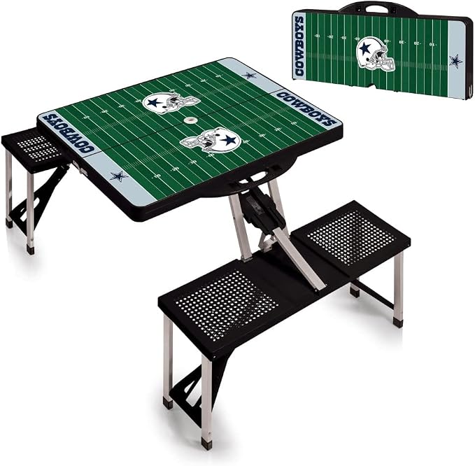 Picnic TIME NFL Football Field Folding Picnic Table, Camping Table, Outdoor Table with Umbrella Hole