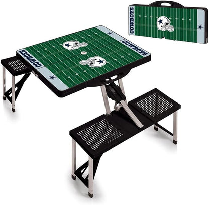 Picnic TIME NFL Football Field Folding Picnic Table, Camping Table, Outdoor Table with Umbrella Hole
