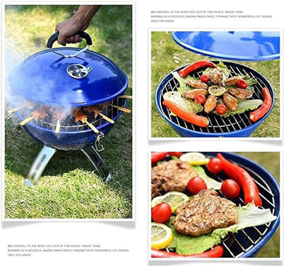 Portable Grills Portable Charcoal Grill, stainless steel round oven Dual, Venting System for Outdoor Courtyard Picnic Camping Tailgating BBQ Kettle Camping BBQ