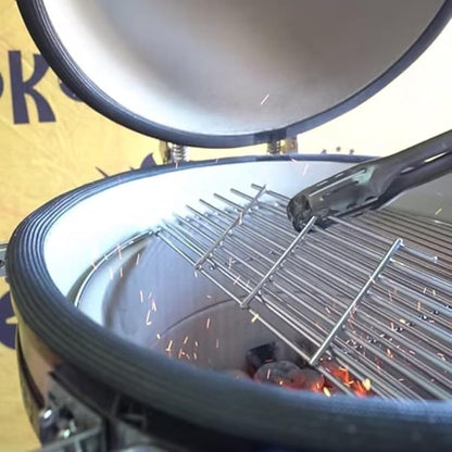 Kokomo Grills Kamado Ceramic Bbq Grill | Premium Charcoal Grill Smoker Oven Outdoor Cooking | Ceramic Kamado with Stainless Steel Grid Folding Shelves Built-In Thermometer Stylish Durable Design