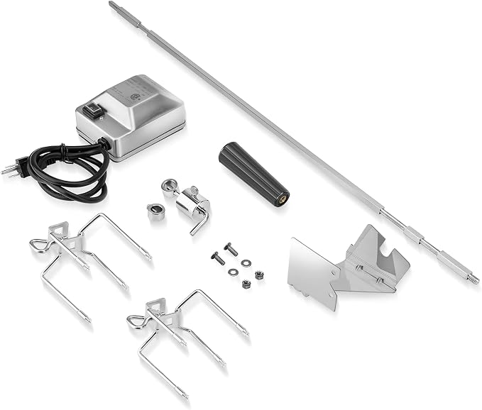 onlyfire Stainless Steel BBQ Rotisserie Kit for Weber Gas Grills | Fits for Weber Genesis 310/330(Year Under 2016), Spirit 310/330 Series Gas Grills, 3/8" Square Spit Rod